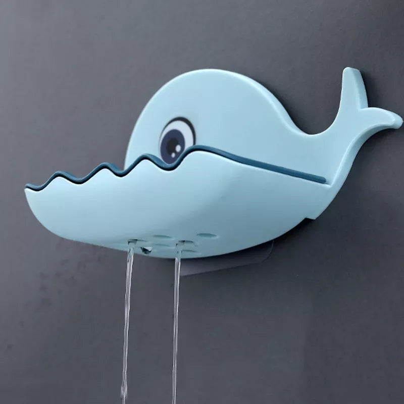 Self-Adhesive Wall Quick Drain Soap Holder Whale Shape Soap Box Bathroom Wall Mounted Soap Tray Plate Bathroom Supplies Bathroom Gadge