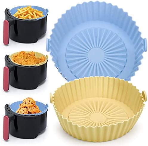 Silicone Round Air Fryer Liner With Handle Non-stick Heat Resistant Air Fryer Pad Kitchen Tools