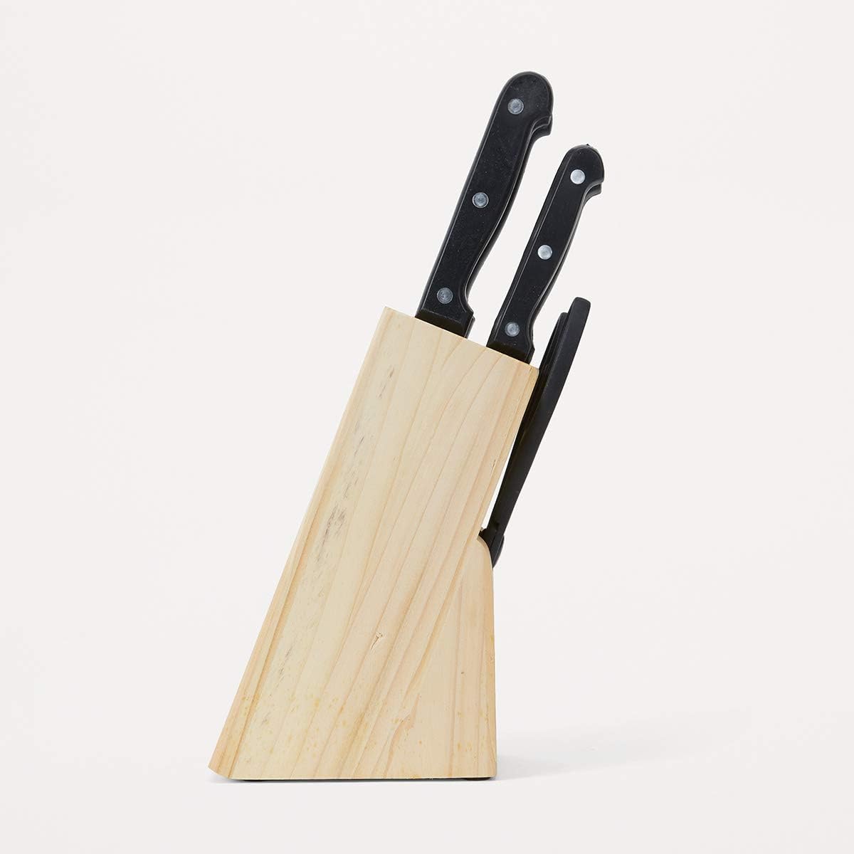 Anko Essential Stainless Steel Kitchen Knives Easy Sharpening and Edge Retention, Knife Block Set (Knives & Scissor) - 7pcs Set