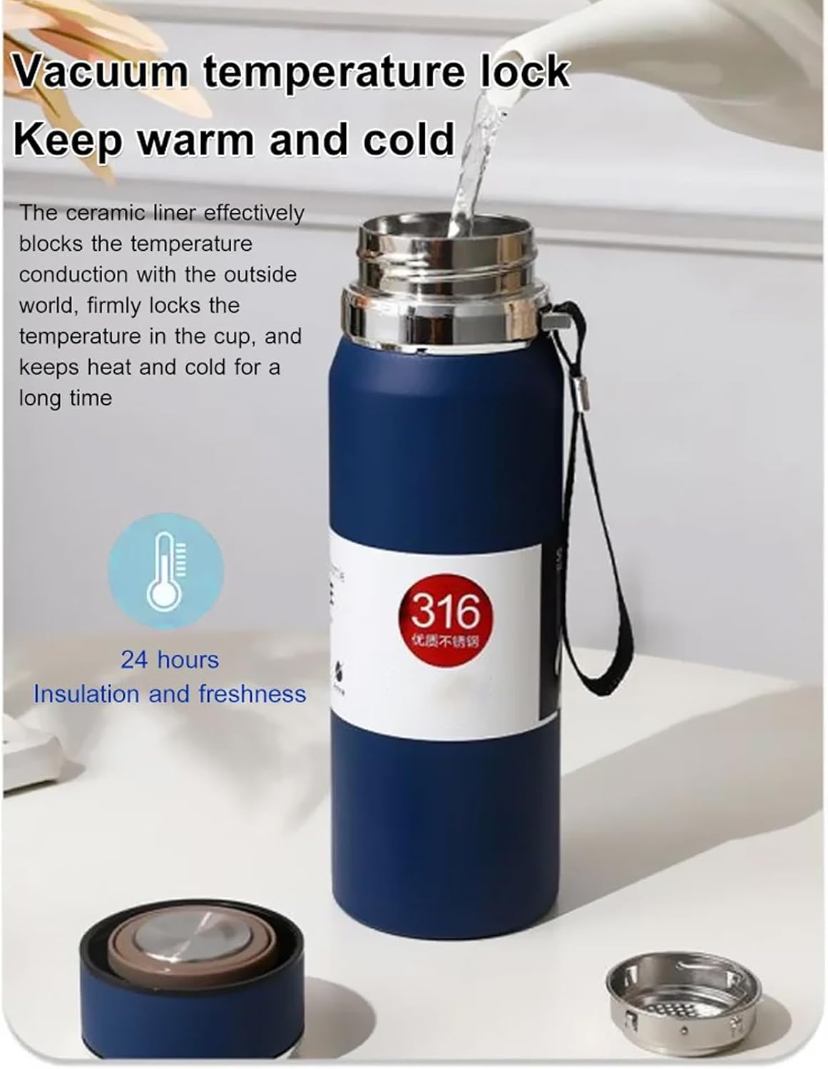 Water Bottle Stainless Steel Thermos Cup Large Capacity Ton Pot Good-looking