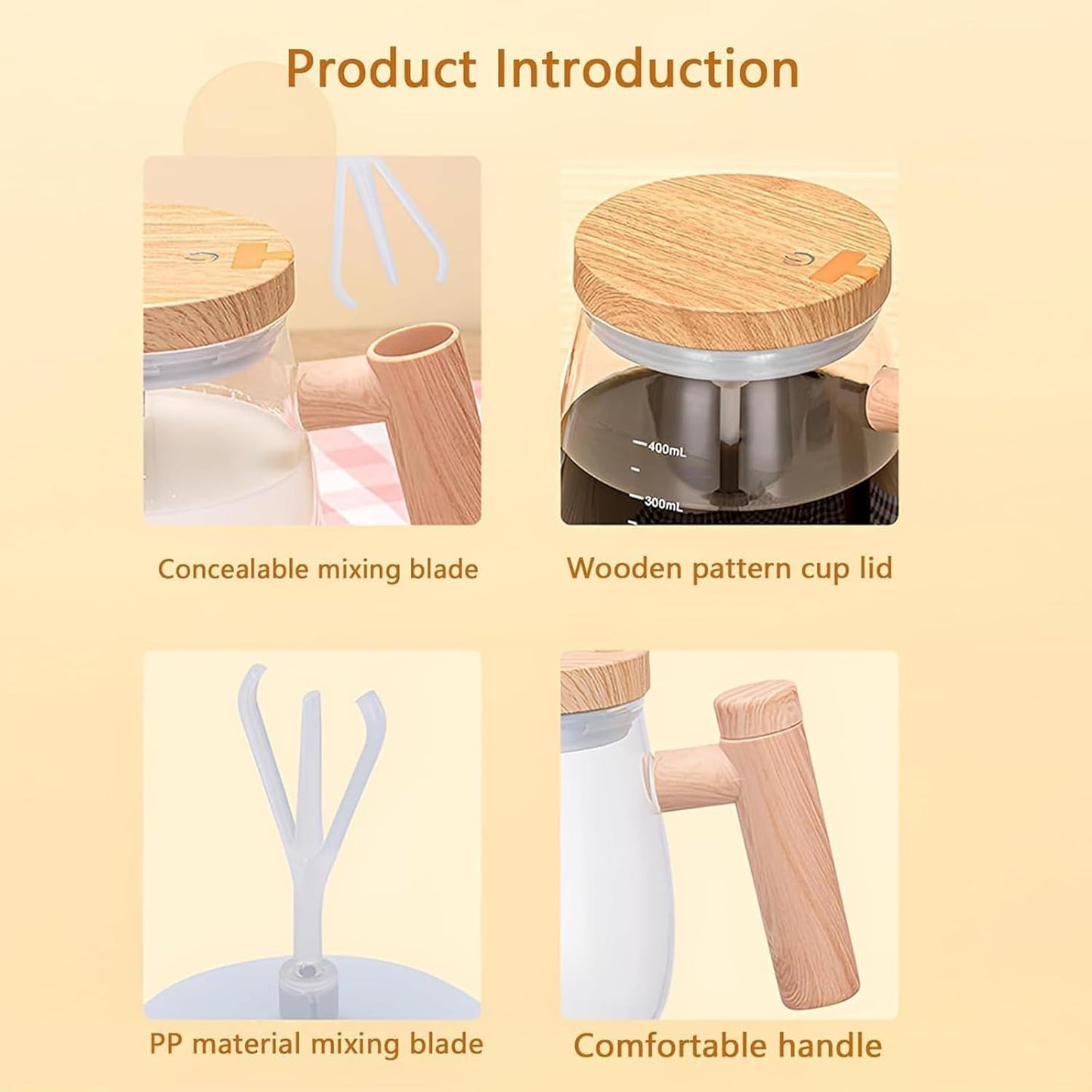 Electric High Speed Mixing Cup,Waterproof Glass Self Stirring Travel Coffee Cup