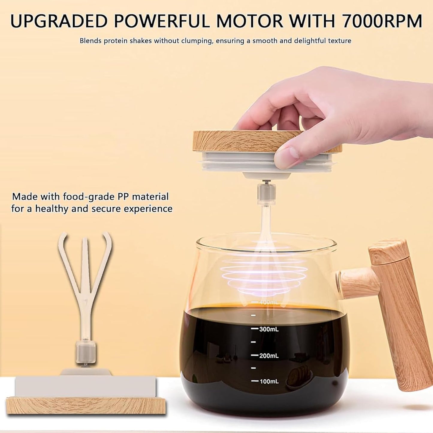 Electric High Speed Mixing Cup,Waterproof Glass Self Stirring Travel Coffee Cup