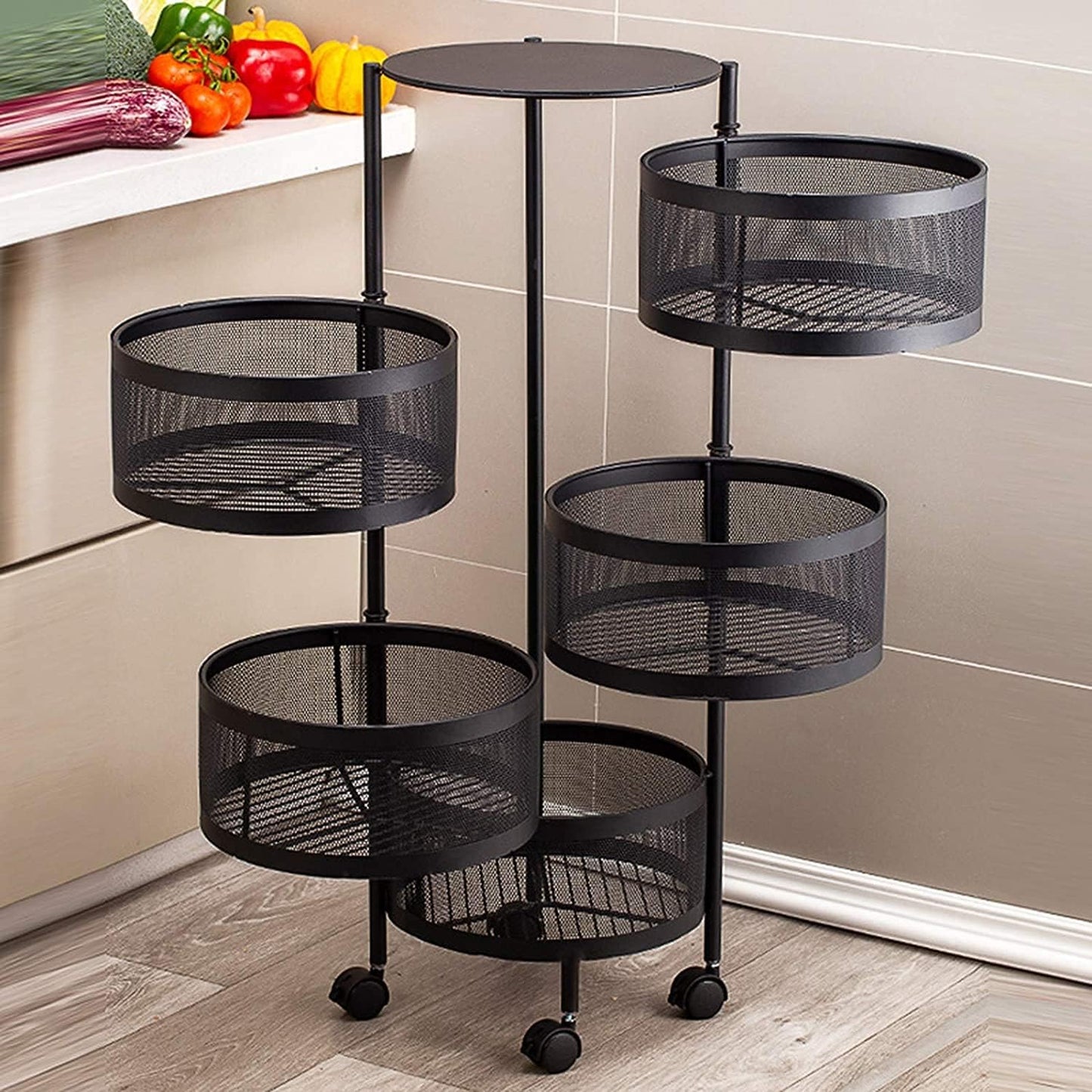 5 Tier Vegetable Basket Floor-Standing Multi-Layer.