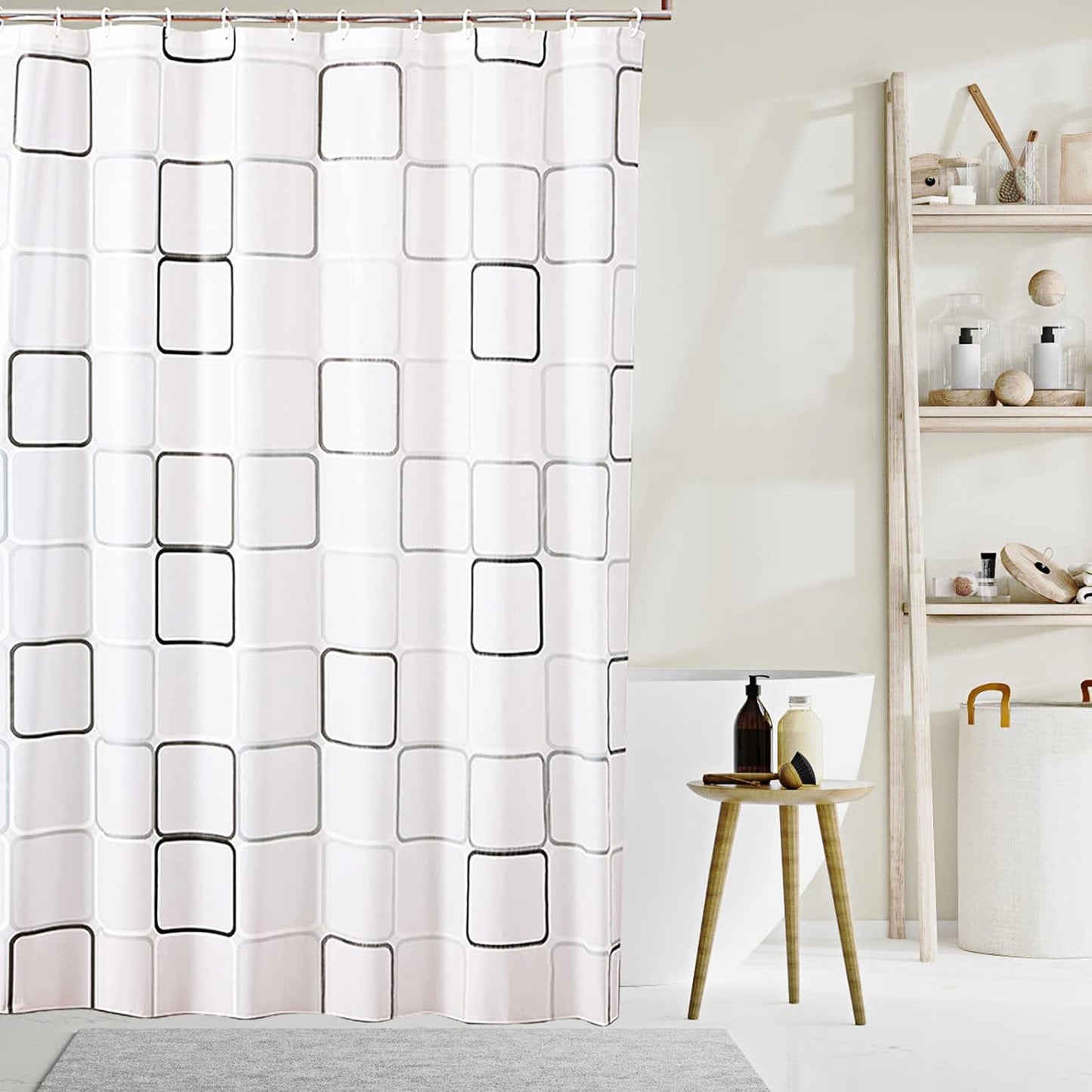 Gvolatee Shower Curtain Mildew Resistant Washable PEVA Shower Curtains with 12 Shower Curtain Rings Antibacterial Waterproof Quick Drying Bathroom Curtain