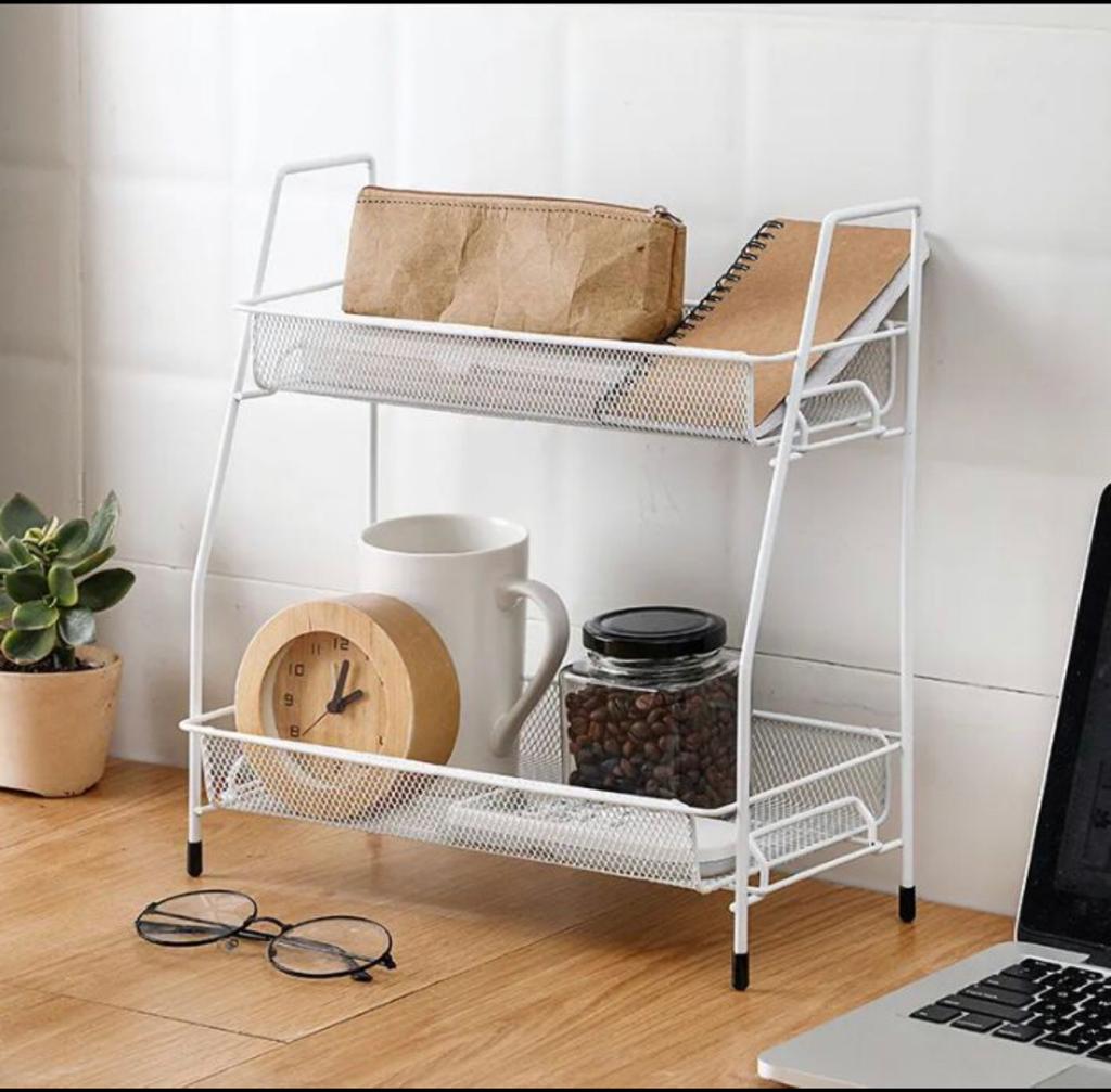 Spice Rack For Countertop 2 tier shelf for makeup, Kitchen Organizer stand,