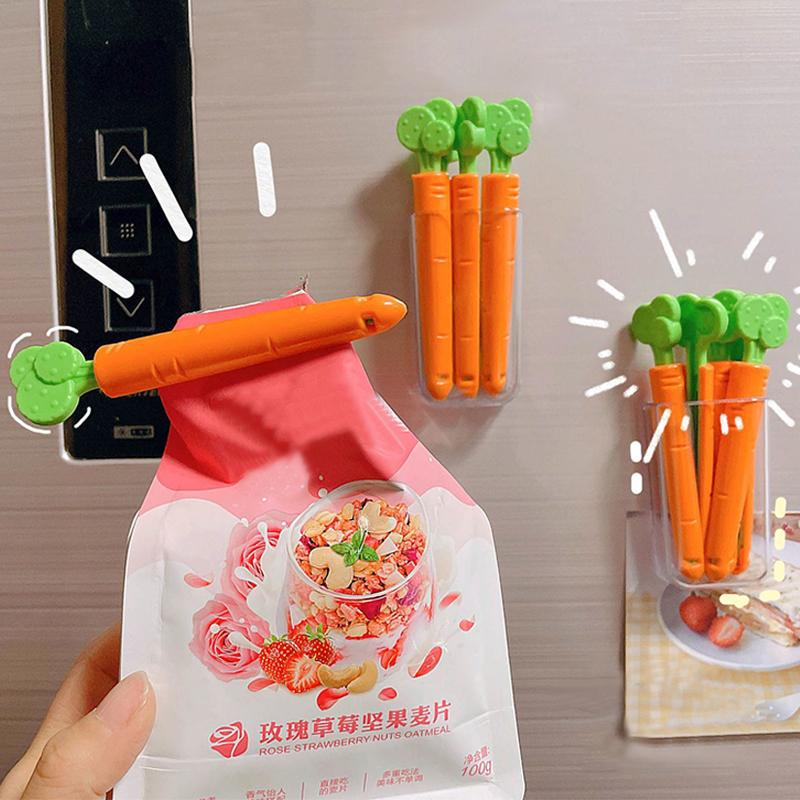4 PCS Food Sealing Clip Carrot Shapeood Sealing Clip