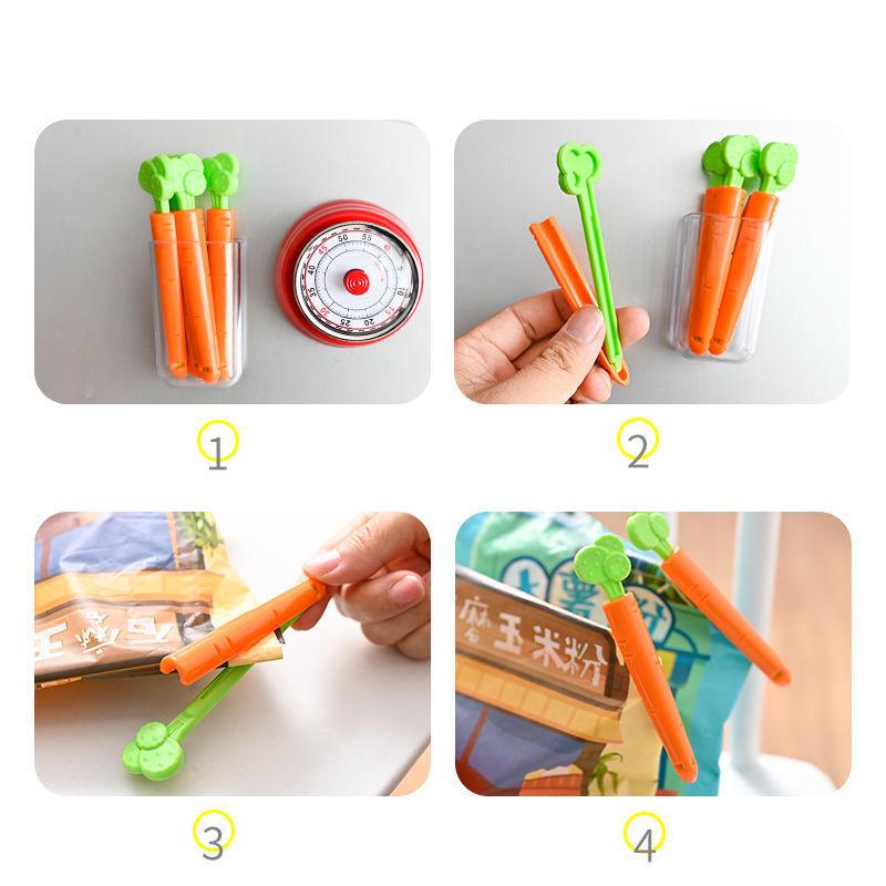 4 PCS Food Sealing Clip Carrot Shapeood Sealing Clip