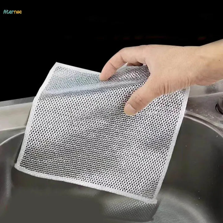 5 pcs 10 pcs High-Quality Silver Dishwasher Wire Cleaning Cloth - Durable, Heavy-Duty, Scratch-Free Scrubber for Pots,