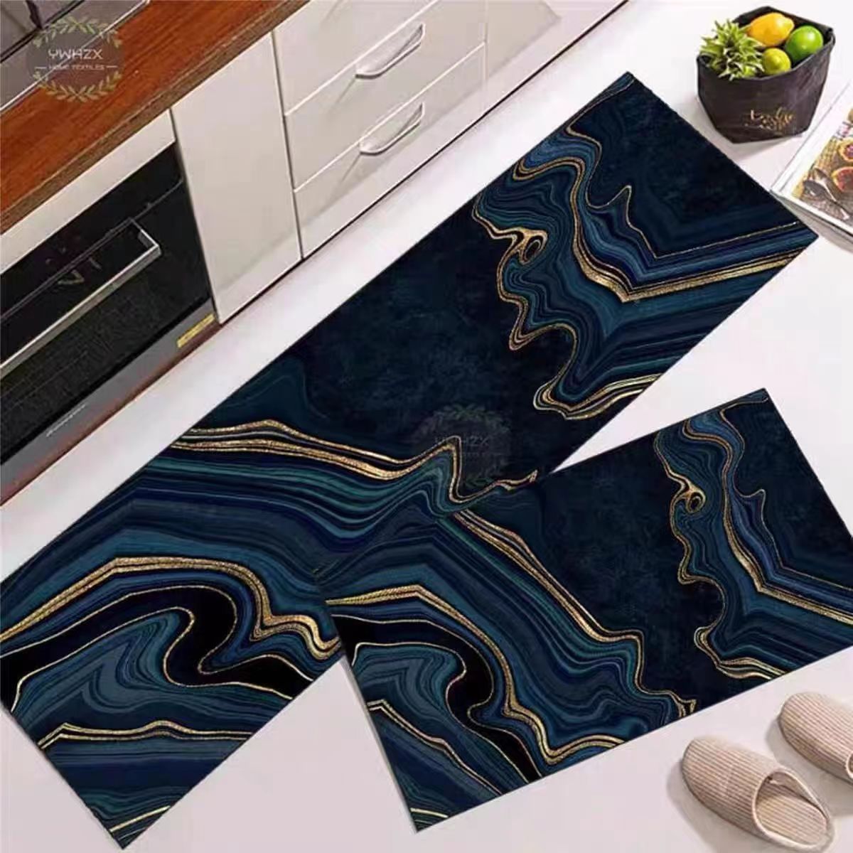 High quality modern kitchen floor mat with water and oil absorption, anti slip crystal velvet long strip foot mat
