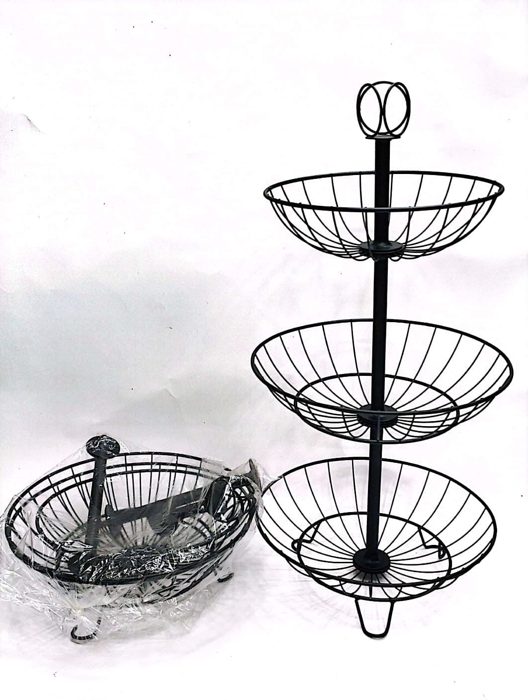 EXCLUZO 3-Tier Metal Wire Countertop Basket Bowl Rack for Fruit, Vegetables, Snacks