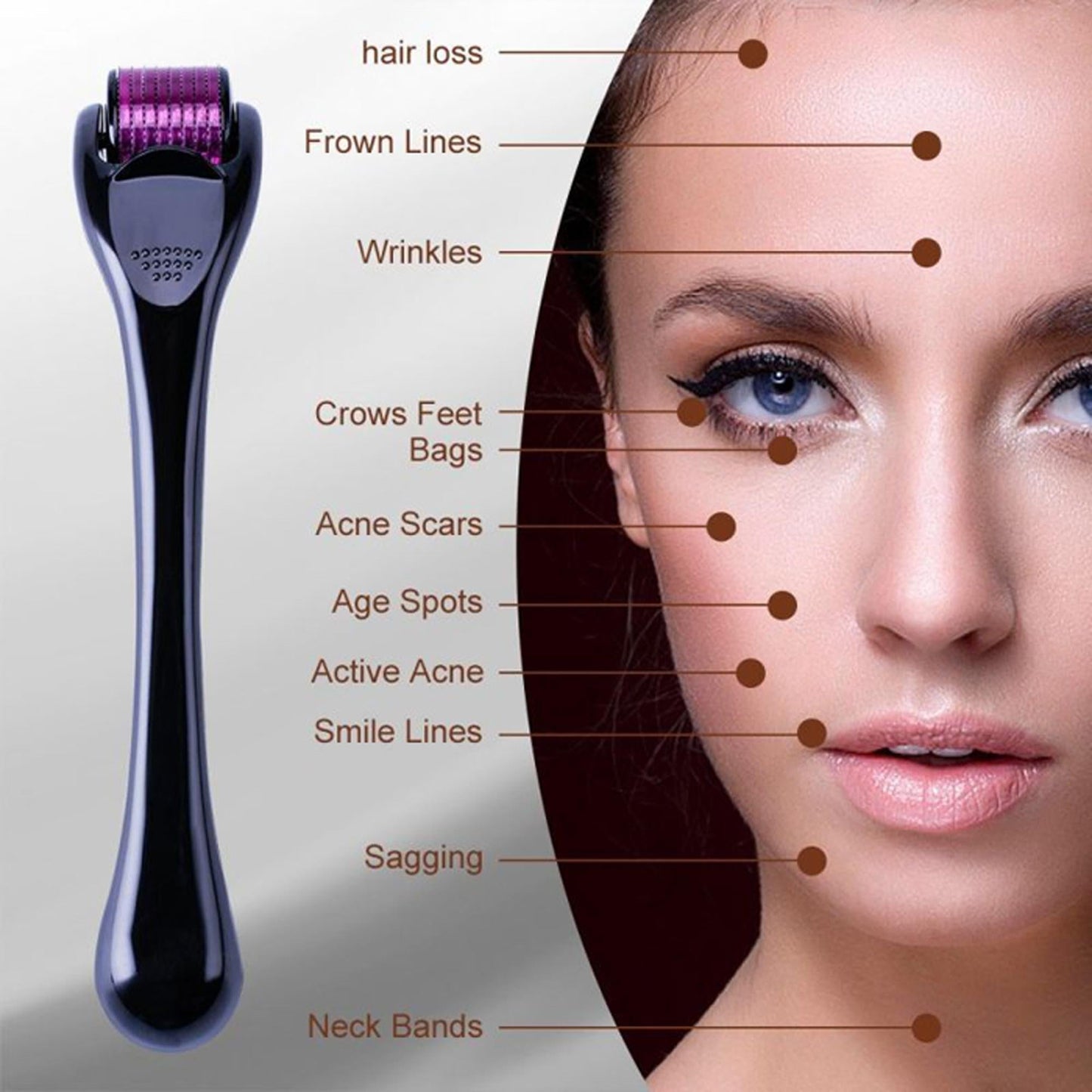 Derma Roller - 0.5MM For Wrinkles, Acne Scar Removal,