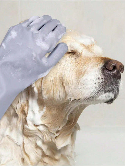 Pet Dog Bath Gloves,Silicone Dog Shower Gloves With Short Bristles,