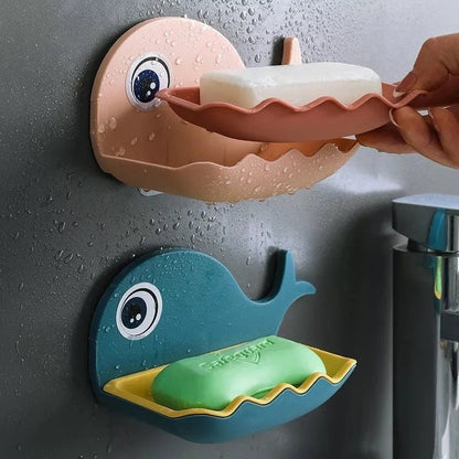 Self-Adhesive Wall Quick Drain Soap Holder Whale Shape Soap Box Bathroom Wall Mounted Soap Tray Plate Bathroom Supplies Bathroom Gadge