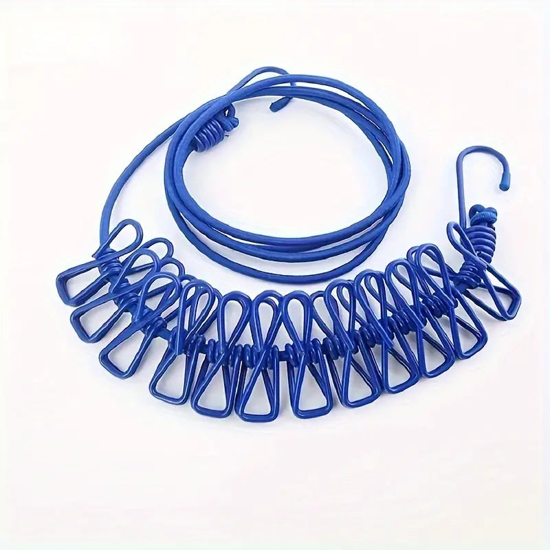 Portable 1pc PP Clothesline with 12 Clips - Retractable Travel Laundry Drying Rope, Indoor/Outdoor Camping & Hiking Essential