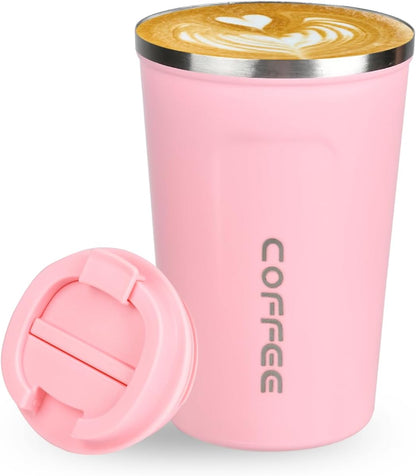 Coffee Travel Mug, 380ml Insulated Coffee Cup with Leakproof Lid,