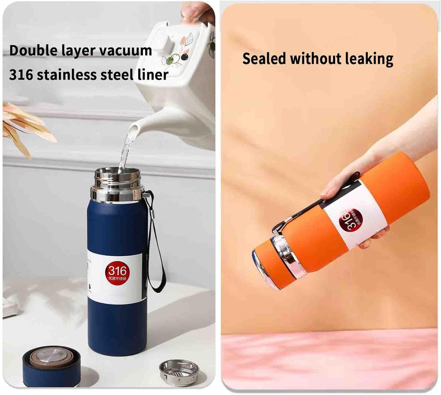 Water Bottle  Stainless Steel Thermos Cup Large Capacity Ton Pot Good-looking