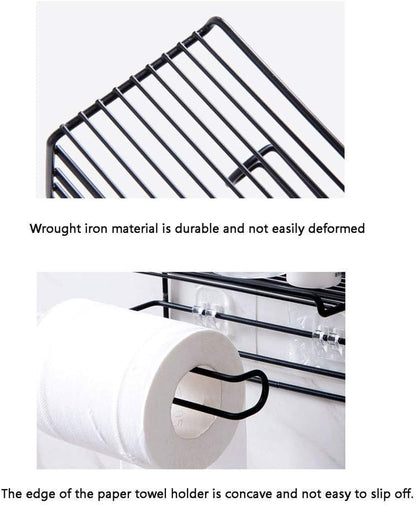 Tissue Toilet Paper Holder with Mobile Phone Storage Shelf, Wall-Mounted Paper Towel Storage Rack Bathroom Wall Shelf