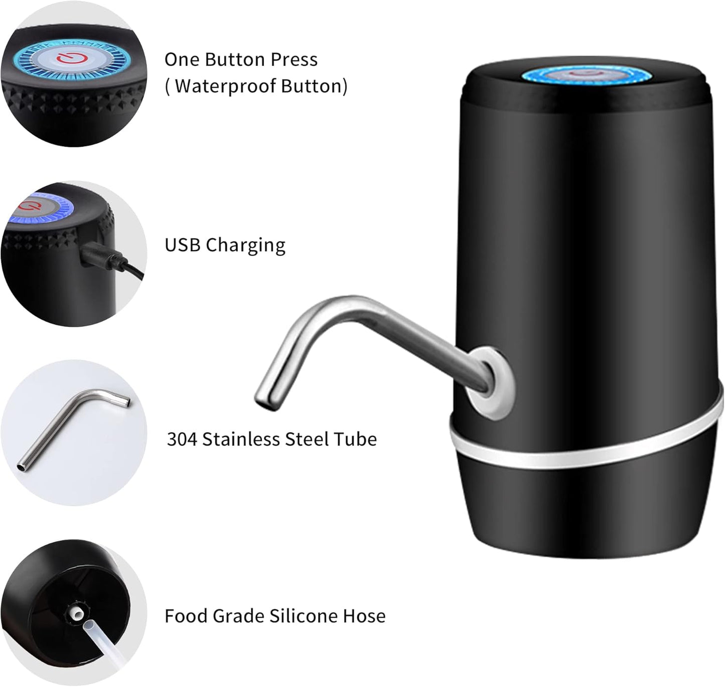 Joplay 5 Gallon Drinking Water Dispenser, Electric Water Pump for 5 Gal Bottle, Portable Water Jug and Automatic Water Pump for Home, Office and Camping
