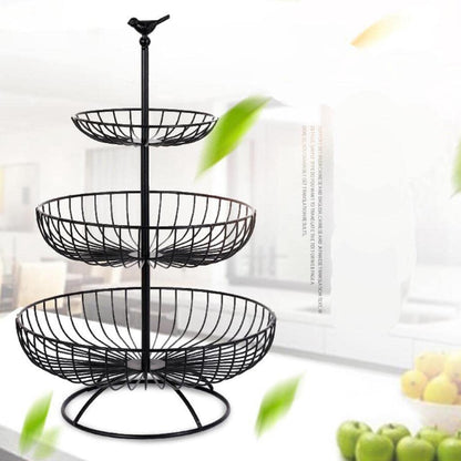 EXCLUZO 3-Tier Metal Wire Countertop Basket Bowl Rack for Fruit, Vegetables, Snacks