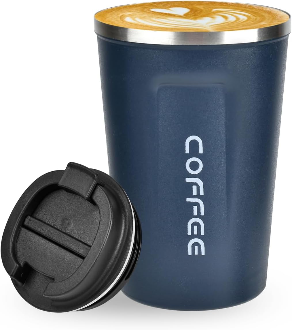 Coffee Travel Mug, 380ml Insulated Coffee Cup with Leakproof Lid,