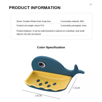 Self-Adhesive Wall Quick Drain Soap Holder Whale Shape Soap Box Bathroom Wall Mounted Soap Tray Plate Bathroom Supplies Bathroom Gadge