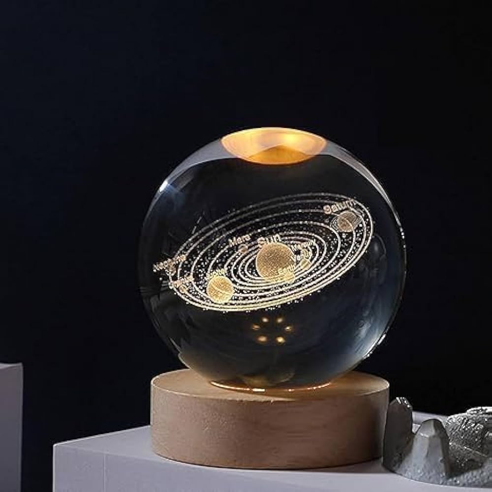 Glowing Crystal Ball SaturnOrnaments 3D Crystal Saturn Ball With LED Lights
