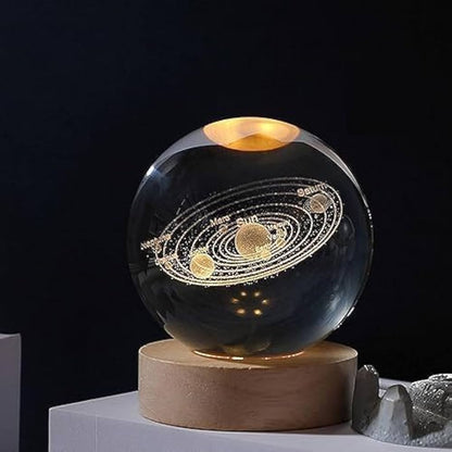 Glowing Crystal Ball SaturnOrnaments 3D Crystal Saturn Ball With LED Lights