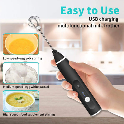 Milk frother Handeld | Electric Whisk for Baking | Coffee Frother Jug USB Rechargeable