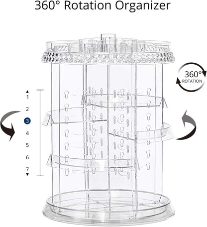 Makeup Organizer, 360 Degree Rotating Cosmetic Storage Organizer, 7-Layer Adjustable Makeup Display Case