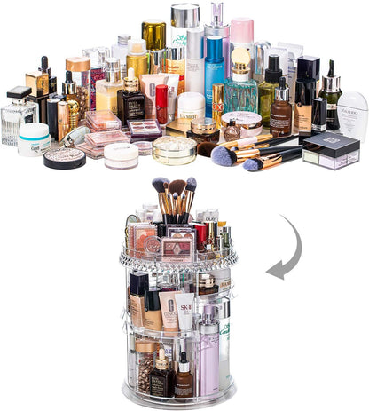 Makeup Organizer, 360 Degree Rotating Cosmetic Storage Organizer, 7-Layer Adjustable Makeup Display Case