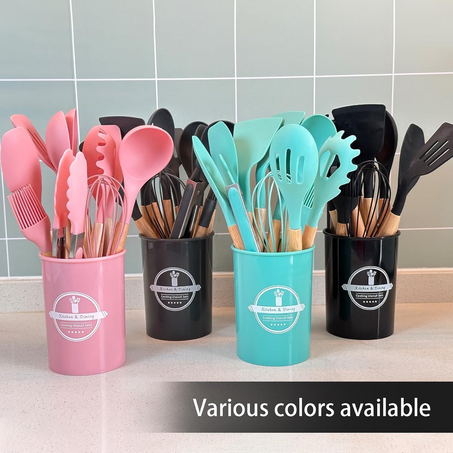 Silicone Cooking Set 12 (GRAY) Safe odor free,Comfortable handle fit hand shape long grip not tired;