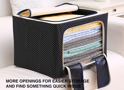 66L Folding Storage Box Living Box, Fabric Foldable Wardrobe Organizer, Storage Boxes for Clothes, Shirts, Saree Cover