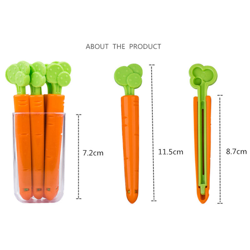 4 PCS Food Sealing Clip Carrot Shapeood Sealing Clip