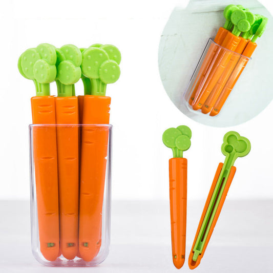 4 PCS Food Sealing Clip Carrot Shapeood Sealing Clip