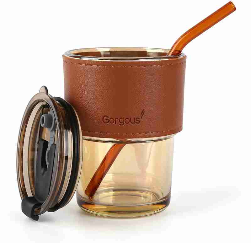 Coffee Cup Glass Mug With Lid And Straw,