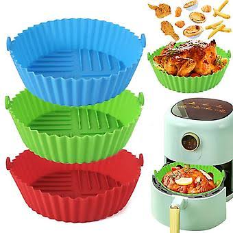 Silicone Round Air Fryer Liner With Handle Non-stick Heat Resistant Air Fryer Pad Kitchen Tools