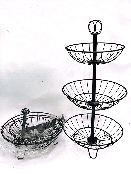 EXCLUZO 3-Tier Metal Wire Countertop Basket Bowl Rack for Fruit, Vegetables, Snacks