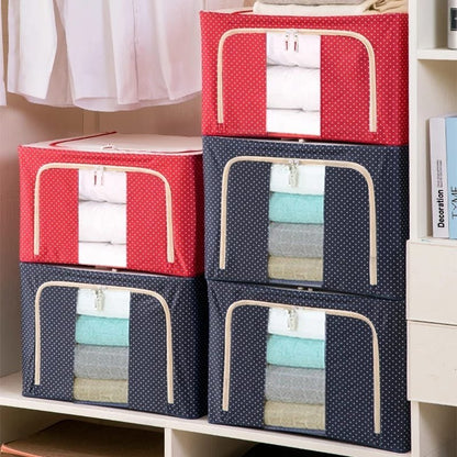 66L Folding Storage Box Living Box, Fabric Foldable Wardrobe Organizer, Storage Boxes for Clothes, Shirts, Saree Cover