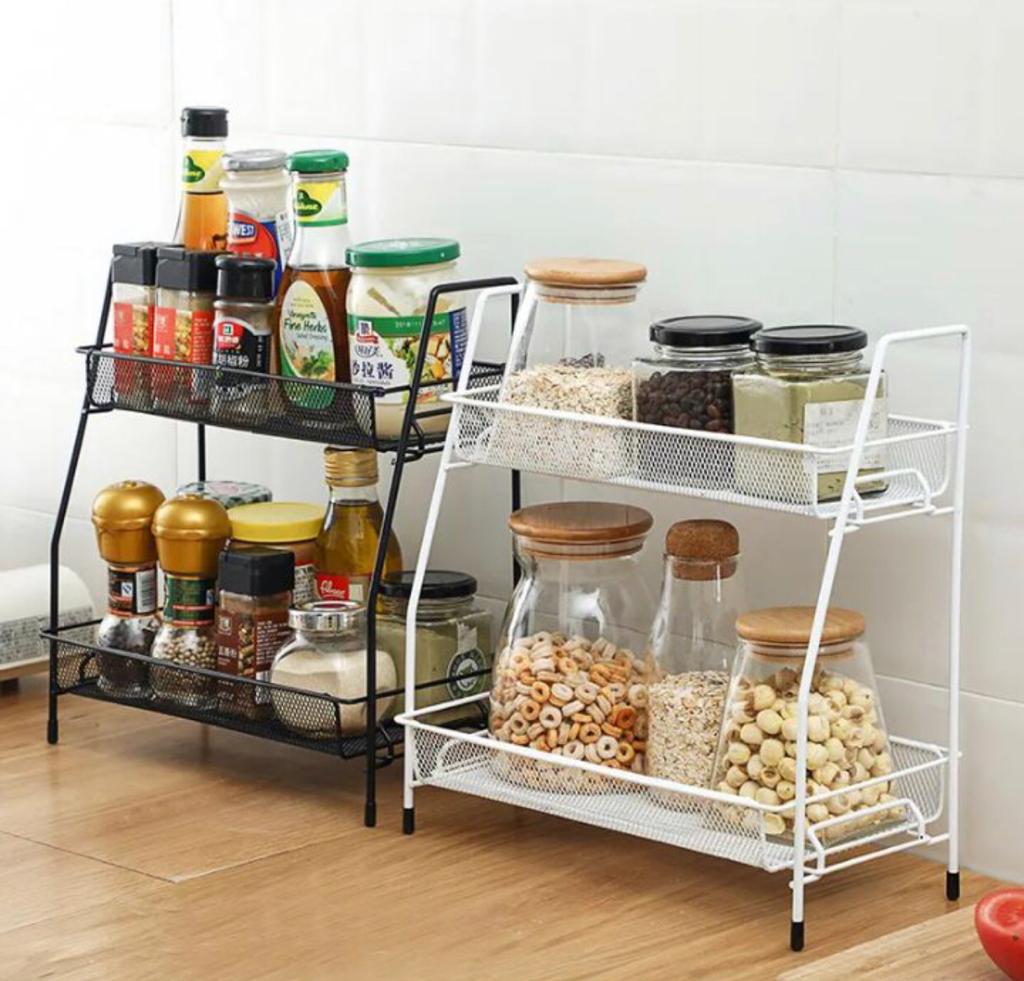 Spice Rack For Countertop 2 tier shelf for makeup, Kitchen Organizer stand,