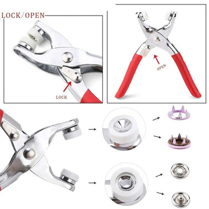 Pliers Button Press snap tool with 50pcs 9.5mm metal button ,