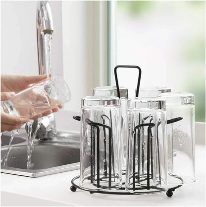 Metal Glass Stand,Tabletop Metal Glass Stand, 6 Mug Storage Rack, / Glass, Mug, Non-Slip Mugs Bottles Organizer For Kitchen